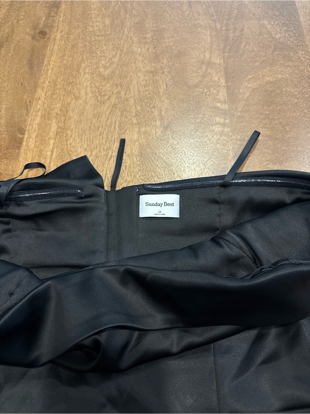 Sunday Best Black Satin Strapless Dress